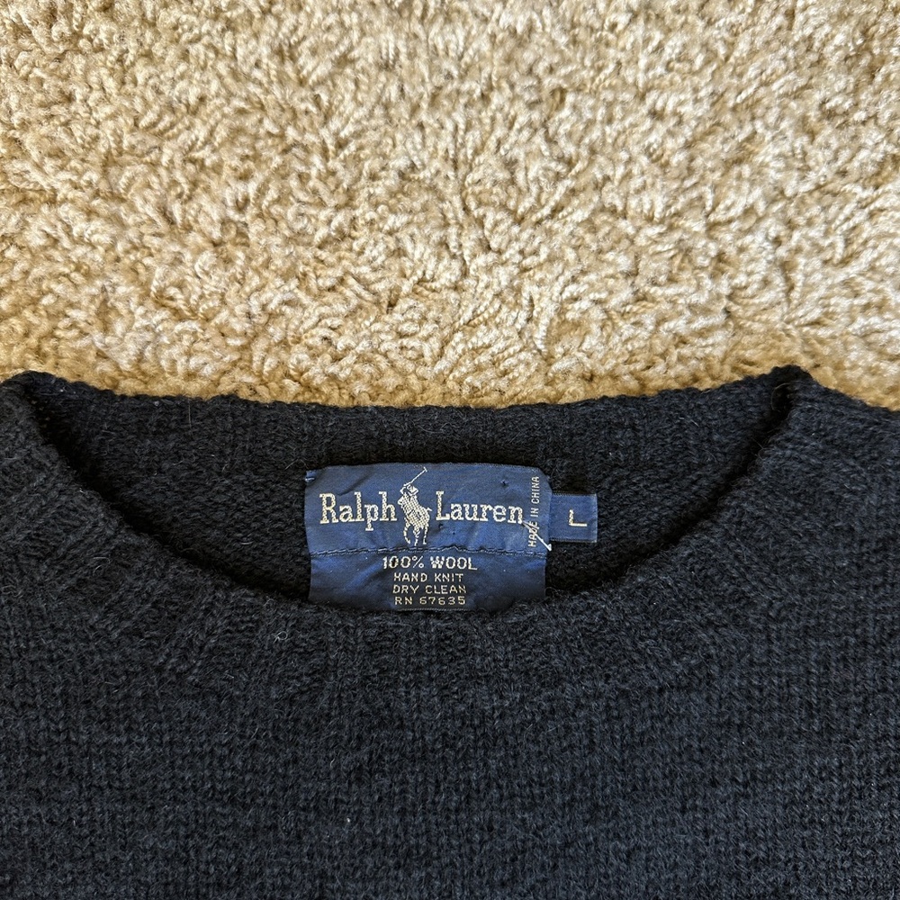 RARE - RALPH LAUREN Vtg Equestrian Horse English Hunt Wool Hand Knit Sweater L - Picture 7 of 15